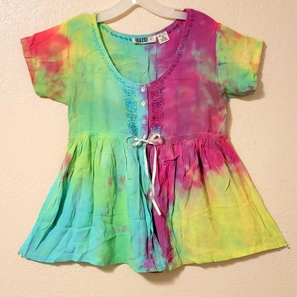 Urban Life Tie Dye Top with Front Slit.